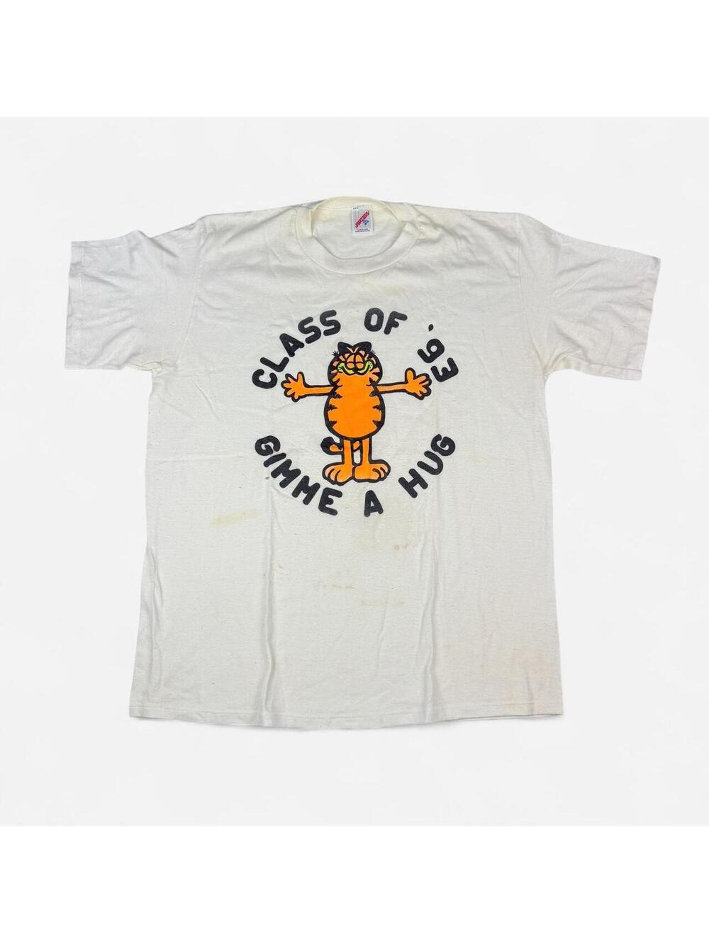 Cream Garfield Class of 93 Gimme a Hug cartoon graphic tee size XXL Jerzees 90s